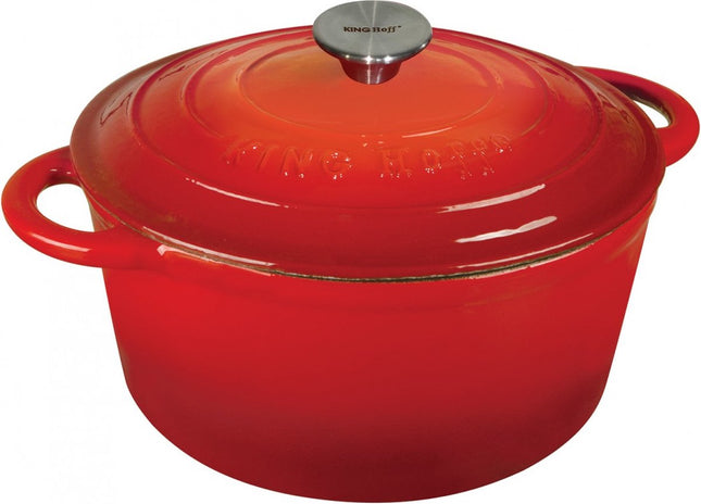 Kinghoff 1614 - gietijzeren braadpan - Ø21 cm - 2.4L - rood - emaille