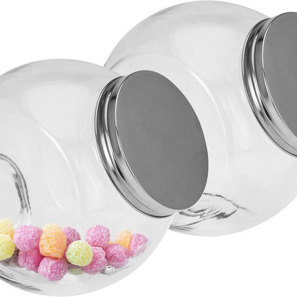 5Five Voorraadpot met deksel - 2x - glas - 16 x 16 cm - 1,5L - snoeppot - voedsel bewaren