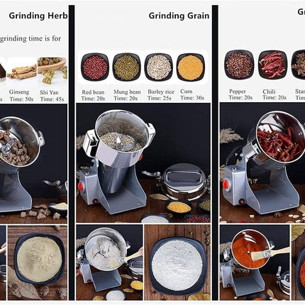 Proka Professionele Kruiden- & Graanmolen – RVS – 700 g – 2500 W – Voor Koffiebonen, Granen, Noten & Specerijen