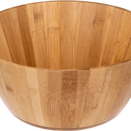 5Five Salade of voedsel serveer schaal - bamboe hout - lichtbruin - D28 x H12 cm - Serveerschalen