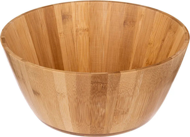 5Five Salade of voedsel serveer schaal - bamboe hout - lichtbruin - D28 x H12 cm - Serveerschalen