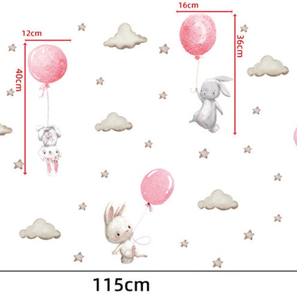 Wandsticker Ballonnen - Roze - Zelfklevende Muursticker voor Kinderkamer - 76x115 cm - Decoratie met Luchtballonnen voor Meisjeskamer