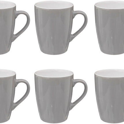 Colorama Grijs Ronde Mok met Oor - Set van 6 - 38 cl - Faience Materiaal
