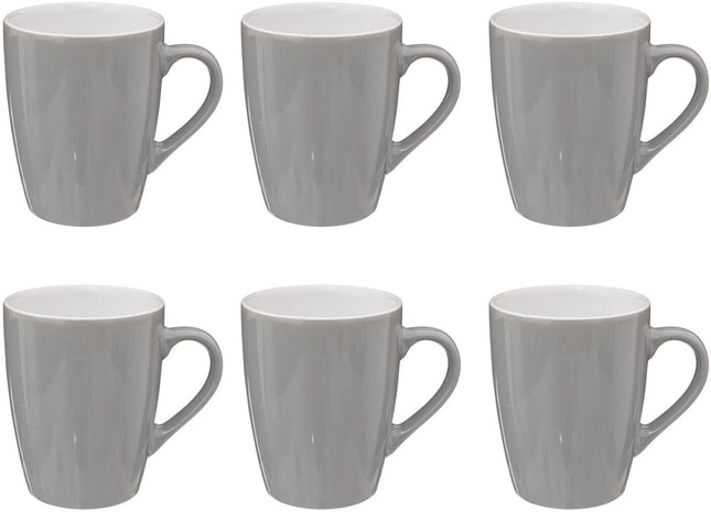 Colorama Grijs Ronde Mok met Oor - Set van 6 - 38 cl - Faience Materiaal