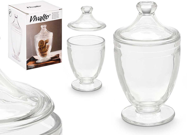 Vivalto Snoeppot met Deksel - Glas - 12 x 12 x 22,3 cm