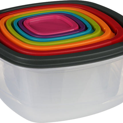 5five Vershoudbakjes nestbaar - 7-delig - BPA vrij - meal prep - herbruikbaar - multi kleuren - luchtdicht