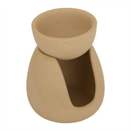 Wonja Geurbrander - Stoneware Aromalamp - Beige - 9,3 x 7,2 x 11 cm - Aromabrander - Kaarshouder - Waxinelichtjeshouder