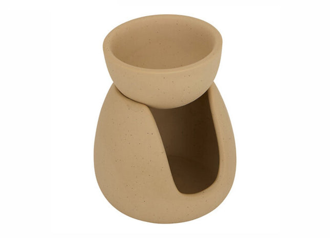 Wonja Geurbrander - Stoneware Aromalamp - Beige - 9,3 x 7,2 x 11 cm - Aromabrander - Kaarshouder - Waxinelichtjeshouder