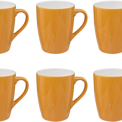 Colorama Gele Ronde Mok met Oor - Set van 6 - 38 cl - Faience Materiaal