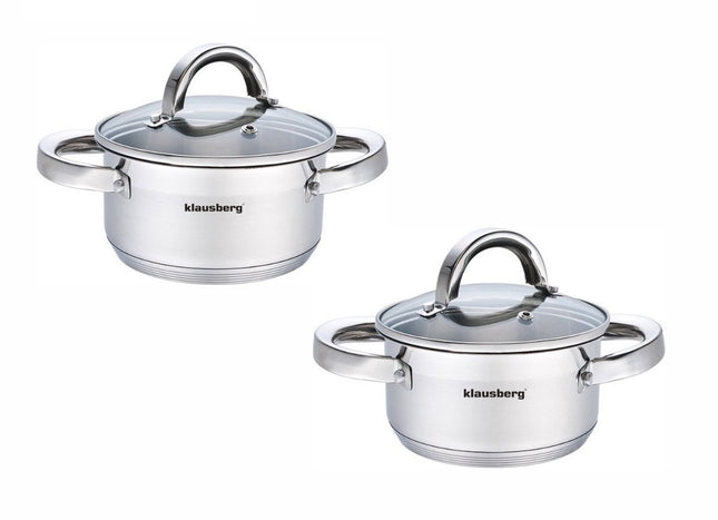 Klausberg Kookpannen set - Set van 2 - Kookpan met Deksel - 0.5 Liter & 1 Liter - 12cm & 14cm -