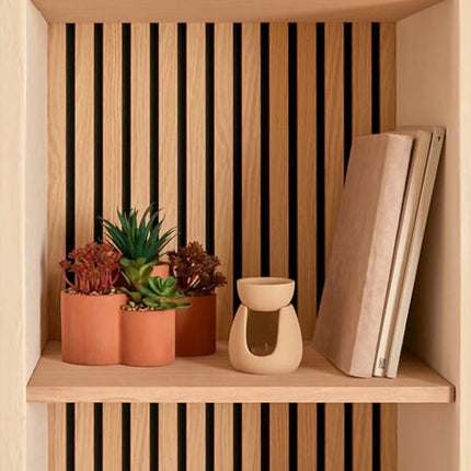 Wonja Geurbrander - Stoneware Aromalamp - Beige - 9,3 x 7,2 x 11 cm - Aromabrander - Kaarshouder - Waxinelichtjeshouder