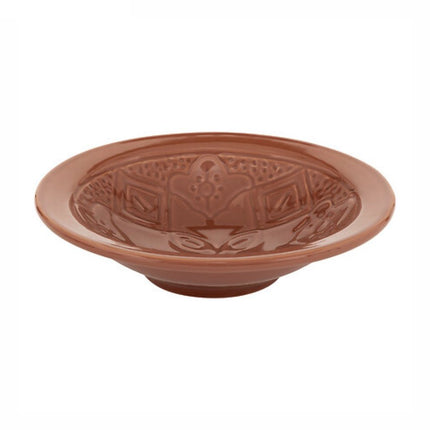 Sienna Diepbord Terracotta 23 cm - Faience Soepkom met Bloemopdruk - 6cm Hoog - Soepbord