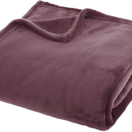 Atmosphera Plaid effen flanel fleece deken - 180x230 cm - Paars