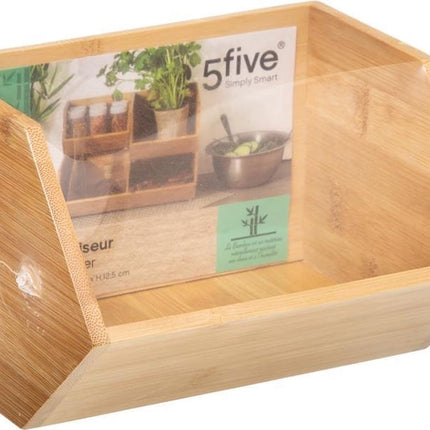 5Five Stapelbare opbergmand 1 vaks organizer - L18 x B31 x H12 cm - bamboe hout - lichtbruin