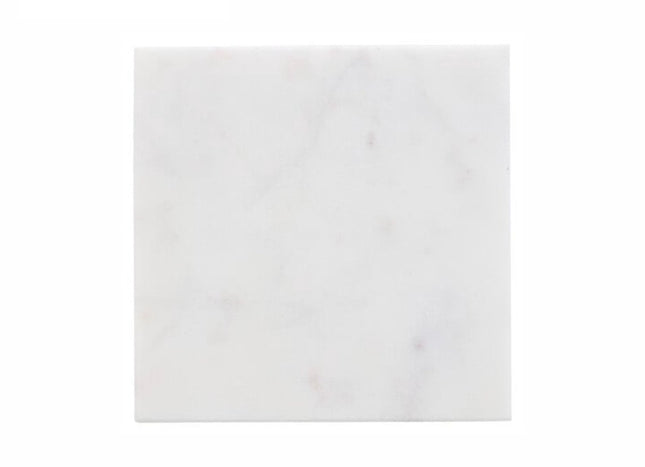 Set van 4 Witte Marmeren Onderzetters met Zwarte Houder - Ø 10 cm - Vierkante Onderzetters - Glasonderzetters