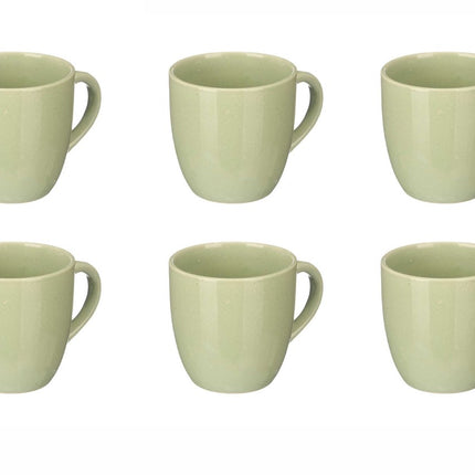 Green Mint Koffiekopjes 150 ml - Set van 6 - Keramieke Espresso Kopjes met Oor - Mokken - Thee en Koffie mokken - Mintgroen - Groen