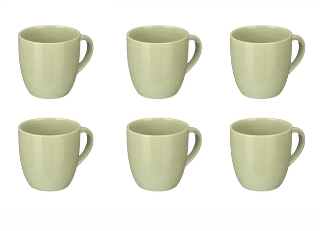 Green Mint Koffiekopjes 150 ml - Set van 6 - Keramieke Espresso Kopjes met Oor - Mokken - Thee en Koffie mokken - Mintgroen - Groen