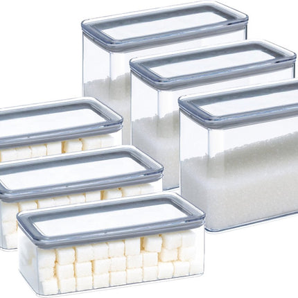 5Five Voorraadpotten set 6x - keuken/voedsel - kunststof - 1000/2000 ml - luchtdicht deksel
