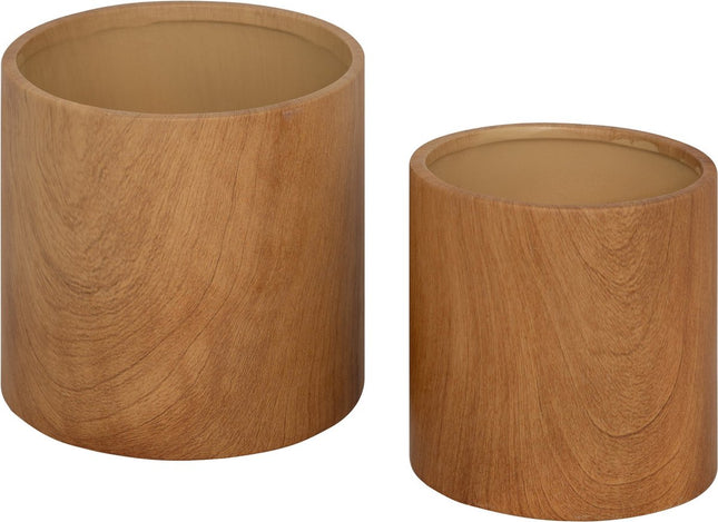 Atmosphera Keramische Plantpotten - Set van 2 stuks - Ø15xH14cm - Bruin