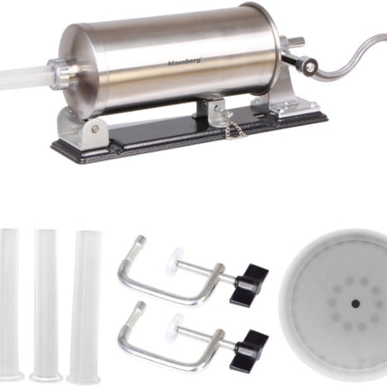 Klausberg KB-7928 Horizontale Worstvuller | 3 kg Capaciteit | RVS | Met Klemmen en Zuiger | Vleesvuller | Worstmaker