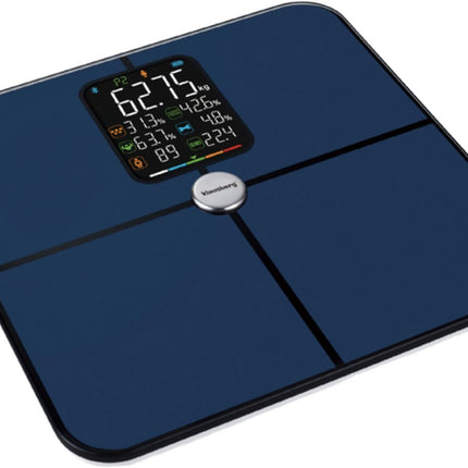 Klausberg KB-7940 Slimme Personenweegschaal – BIA Lichaamsanalyse – Bluetooth App – 180 kg – Donkerblauw – Vet%, Spiermassa, Hydratatie, BMI