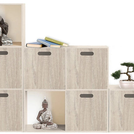 5five Opbergmand/kastmand van hout - lichtbruin - 14 Liter - 31 x 31 x 15 cm - Opbergboxen - Vakkenkast manden