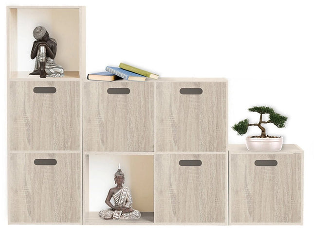 5five Opbergmand/kastmand van hout - lichtbruin - 14 Liter - 31 x 31 x 15 cm - Opbergboxen - Vakkenkast manden