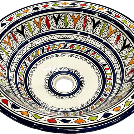 Marokkaanse handgemaakte waskom - Aardewerk (opbouw) wasbak Ø 40 cm