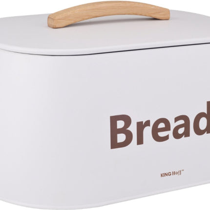 Kinghoff 1947 - Broodtrommel - houten handvat - metaal - Wit