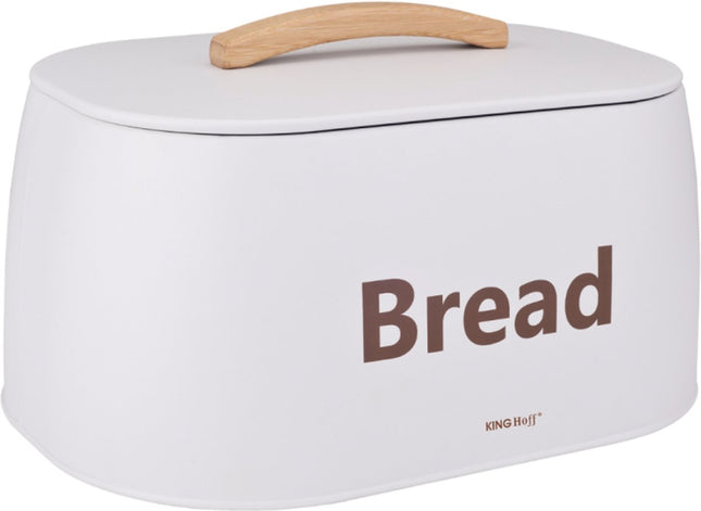 Kinghoff 1947 - Broodtrommel - houten handvat - metaal - Wit