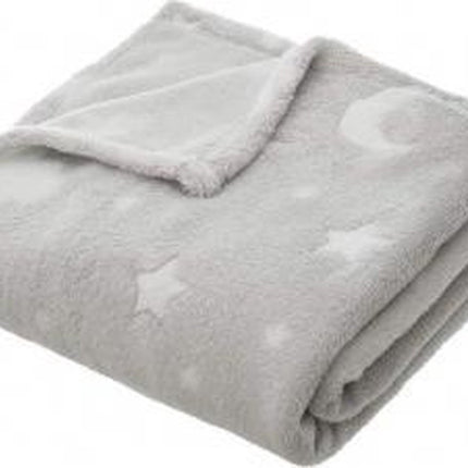 Warme Plaid met Sterren - Glow in the Dark - For Kids- Grijs - 150 x 125 cm