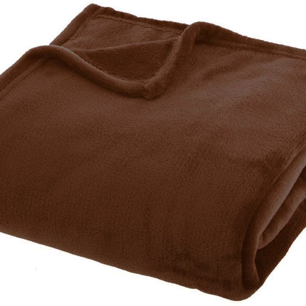 Atmosphera Plaid effen flanel fleece deken - 180x230 cm - Bruin