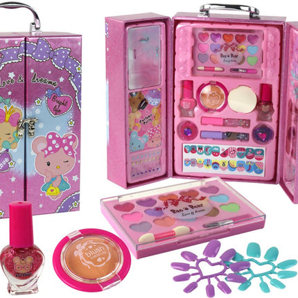 Kinder Make-up en Nagelstyling Set in Roze Koffer - 25 Delig Schmink Speelgoed met Oogschaduw, Lipgloss en Nagellak - Beauty Accessoires - Mooie Set - Beauty Set