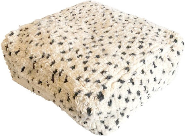 Marokkaanse - Handgemaakt - Berber Poef (Beni Ourain) - 60x60x25 cm - Wol - Gevuld geleverd