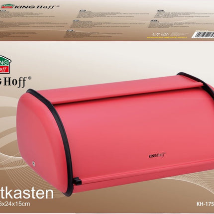 Kinghoff 1753 - Kleine Broodtrommel - RVS - Rood - Retro - 36x24x15 cm