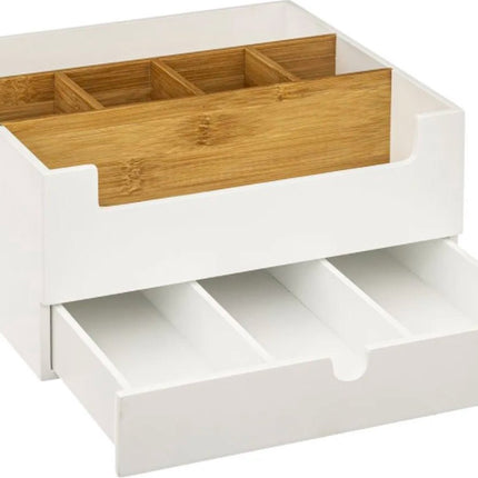 Make up Organizer Wit– Bureau organizer – Opberger, Hout- Cosmetica Houder L. 26 x H. 13 x B. 24 cm