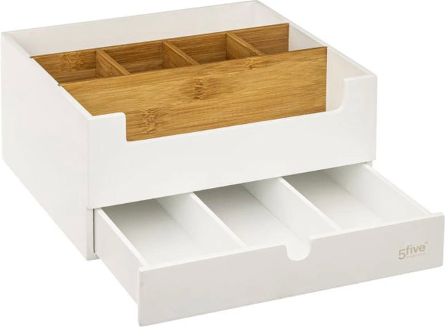 Make up Organizer Wit– Bureau organizer – Opberger, Hout- Cosmetica Houder L. 26 x H. 13 x B. 24 cm