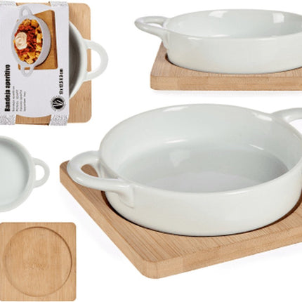 Rond dienblad met 12,5 cm bamboe bodem