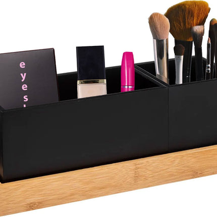 5Five kast/make-up organizer - zwart - 29 x 11 x 11 cm - bamboe hout