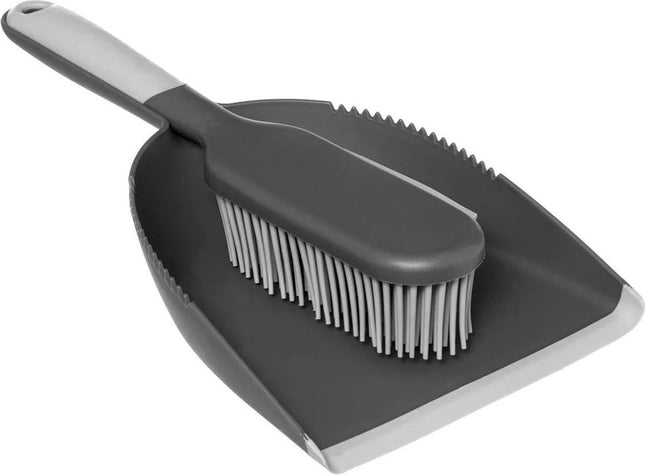 5Five Stoffer en blik Siliconen - grijs - 33 x 17,5 cm - kunststof/rubber - Schoonmaken - Speciale veger