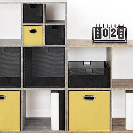 5Five Opbergmand/kastmand - zwart - linnen - 7 liter - 31 x 15 x 15 cm - Opbergbox - Vakkenkast manden