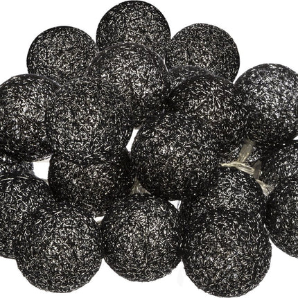 Atmosphera Lichtslinger - 20 verlichte balletjes/bollen 6 cm - zwart - 435 cm - stekker