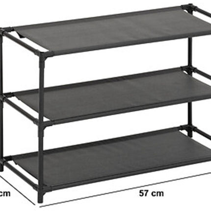 5Five Schoenenrek Intissa - 3-laags - metaal/kunststof - 57 x 25 x 39 cm - voor 9 paar schoenen - zwart