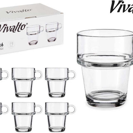 Vivalto set van 6 glazen thee/koffieglazen met oor - 27cl - stapelbaar