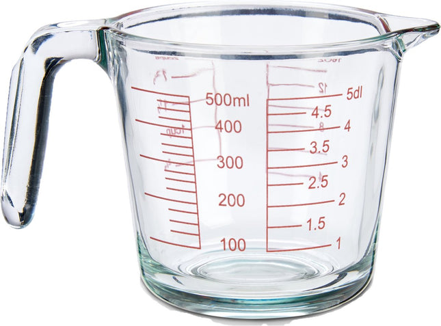 Glazen maatbeker 500 ml 10 x 12 x 18 cm - Maatbekers van glas - Vloeistoffen afmeten