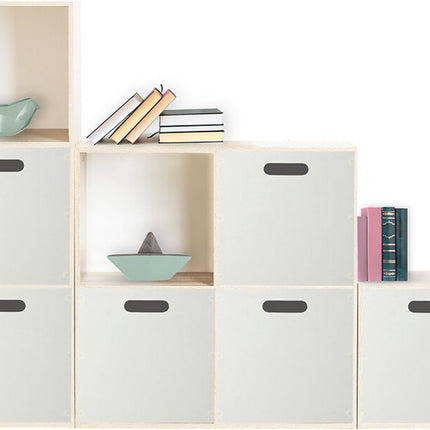 5five Opbergmand/kastmand van hout - wit - 7 Liter - 31 x 15 x 15 cm - Opbergboxen - Vakkenkast manden