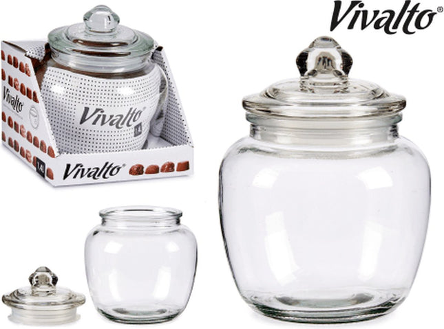 Tin 1,4 L Hermetisch Transparant Glas (14,5 x 19 x 14,5 cm)