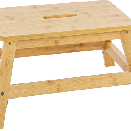 Five Voetenbankje/krukje - bamboe - 47 x 33 x 25 cm - draagvermogen 150 kilo - opstapje met 1 trede