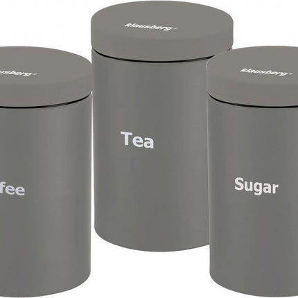 Klausberg 7544 - Voorraadpotten set - koffie, thee, suiker - Grijs