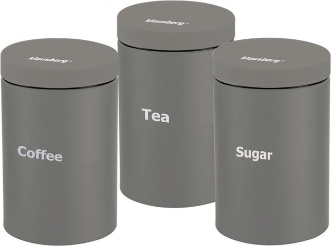 Klausberg 7544 - Voorraadpotten set - koffie, thee, suiker - Grijs